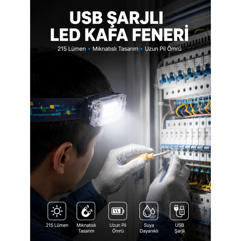 Kafa Lambası Led Fener Pratik Taşınabilir Ayarlanabilir Usb Şarjlı Kafa Lambası Led Fener Pratik Taşınabilir Ayarlanabilir Usb Şarjlı