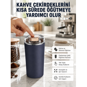 Kahve Ve Baharat Öğütücü Kolay Temizlenebilir Paslanmaz Çelik Taşınabilir