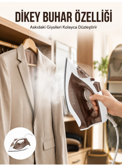 Kahverengi Buharlı Ütü 2200w Sürekli Buhar 120 G Şok Buhar