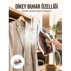 Kahverengi Buharlı Ütü 2200w Sürekli Buhar 120 G Şok Buhar