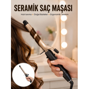 Kalın Bukleler İçin 25 Mm Saç Maşası Seramik Plakalı 230 Derece Yeni Nesil