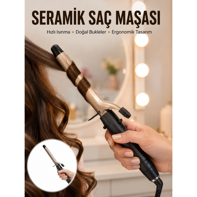 Kalın Bukleler İçin 25 Mm Saç Maşası Seramik Plakalı 230 Derece Yeni Nesil Kalın Bukleler İçin 25 Mm Saç Maşası Seramik Plakalı 230 Derece Yeni Nesil