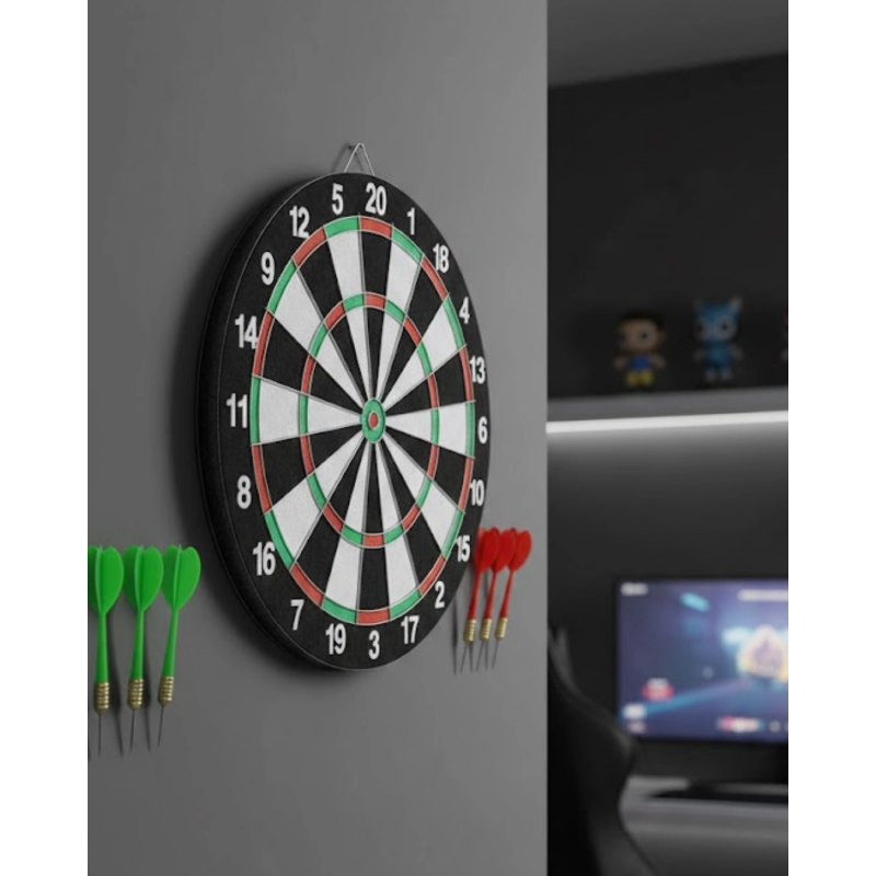 Kaliteli Ahşap Dart Tahtası 12 İnç 4 Dart Ok Seti Kaliteli Ahşap Dart Tahtası 12 İnç 4 Dart Ok Seti