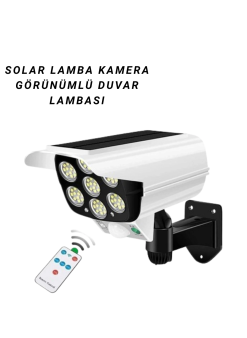 77 Ledli Güneş Enerjili Güvenlik Lambası Ve Kukla Kamera – Hareket Sensörlü, 2400mah Pilli