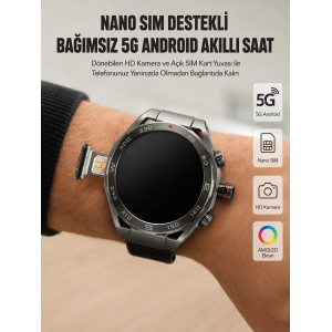 Kameralı 5g Android Akıllı Saat Amoled Ekran Wi-fi Gps Sım Kart Destekli