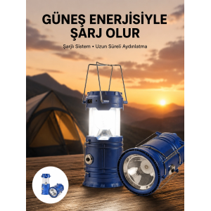 Kamp Feneri Şarj Edilebilir Güneş Enerjili Işıldak Usb Şarjlı