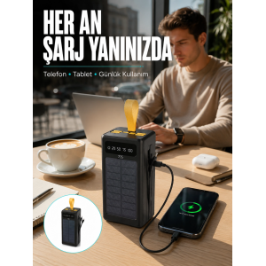 Kamp Ve Outdoor Kullanıma Uygun Güneş Panelli Powerbank Yeni Nesil