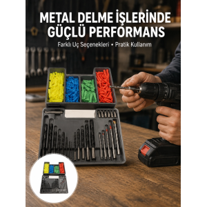Kapsamlı Matkap Ucu Seti Organizer Kutulu Ahşap Metal Beton Delme Yeni Nesil