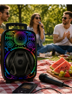 Karaoke Hoparlör Rgb Led Işıklı Usb Fm Radyo Destekli Taşınabilir Speaker