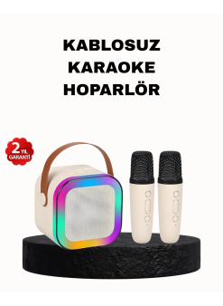 Karaoke Hoparlör Taşınabilir Çift Mikrofonlu Ve Led Işıklı Bluetooth 5.0