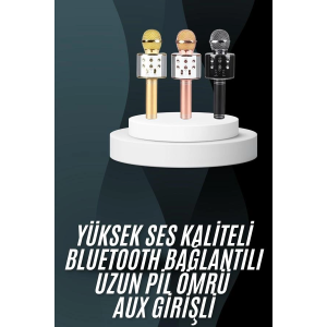 Karaoke Mikrofon Bluetooth Bağlantılı Aux Girişli Uzun Pil Ömrü Yüksek Ses Kaliteli