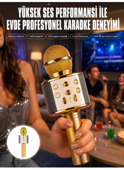 Karaoke Mikrofon Dahili Hoparlörlü Sd-usb-aux Girişli Bluetooth Hoparlör