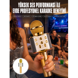 Karaoke Mikrofon Dahili Hoparlörlü Sd-usb-aux Girişli Bluetooth Hoparlör
