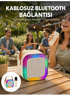 Karaoke Mikrofon Hoparlör Seti 6 Saat Kullanım Süresi Yeni Nesil