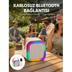 Karaoke Mikrofon Hoparlör Seti 6 Saat Kullanım Süresi Yeni Nesil