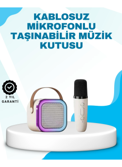 Karaoke Mikrofon Hoparlör Seti Bluetooth Kablosuz Taşınabilir