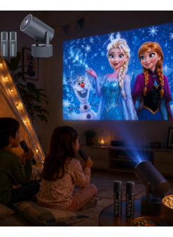 Karaoke Mikrofonlu Akıllı Projeksiyon Cihazı Wifi Bluetooth Destekli