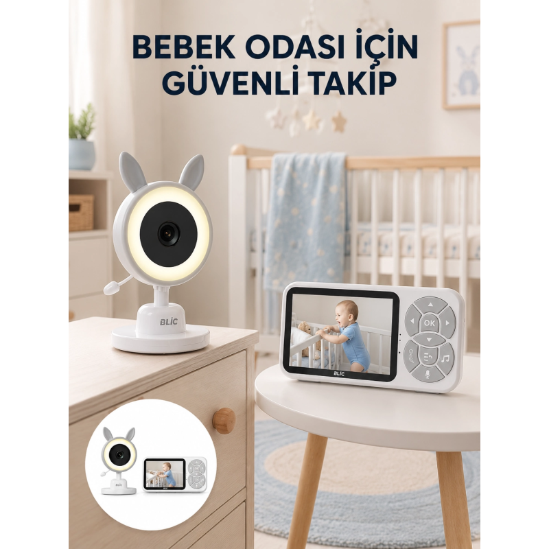 Karşılıklı Sesli Bebek Kamerası 4x Zoom Sıcaklık Sensörlü Yeni Nesil Karşılıklı Sesli Bebek Kamerası 4x Zoom Sıcaklık Sensörlü Yeni Nesil