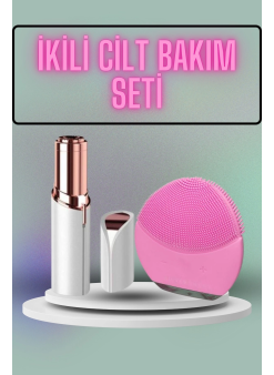 Kaş Bıyık Ve Yüz Epilasyon Aleti Ve Titreşimli Yüz Temizleme Masaj Aleti İkili Set
