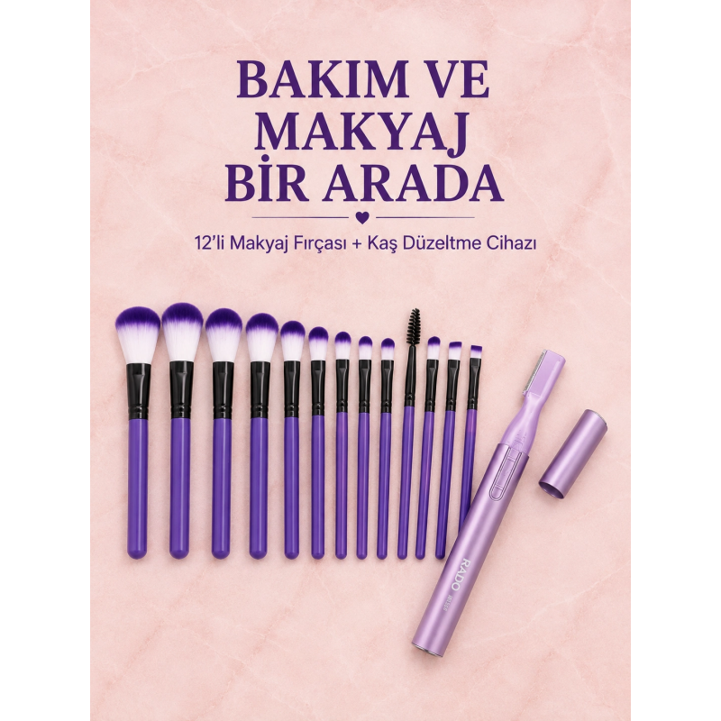 Kaş Düzeltme Cihazı Ve 12 Parça Makyaj Fırçası Seti Yüz Göz Makyajı Ve Kaş Bakım Seti Kaş Düzeltme Cihazı Ve 12 Parça Makyaj Fırçası Seti Yüz Göz Makyajı Ve Kaş Bakım Seti
