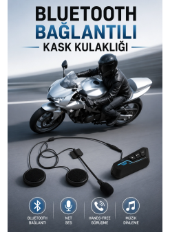 Kask Kulaklığı Motosiklet Intercom Interkom Dinleme Konuşma Özellikli Su Geçirmez