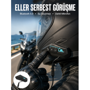 Kask Kulaklığı Motosiklet Intercom Interkom Dinleme Konuşma Özellikli Su Geçirmez