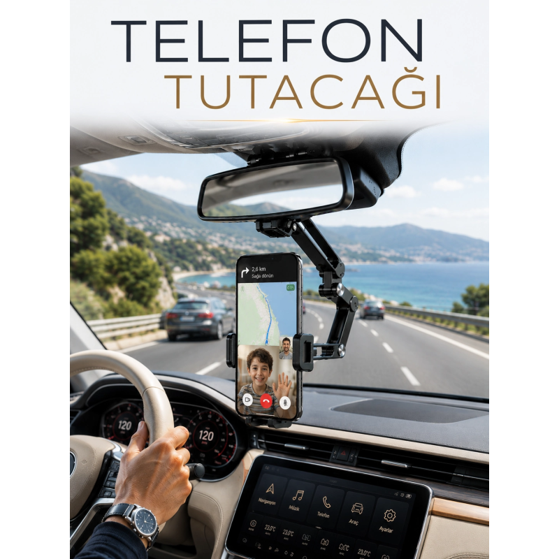 Katlanabilir Araç Telefon Tutucu Dikiz Aynasına Monte Telefon Standı Katlanabilir Araç Telefon Tutucu Dikiz Aynasına Monte Telefon Standı