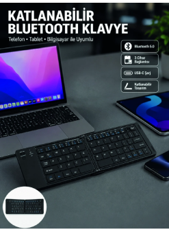 Katlanabilir Bluetooth Klavye 3 Cihaz Bağlantılı Kablosuz Taşınabilir Klavye