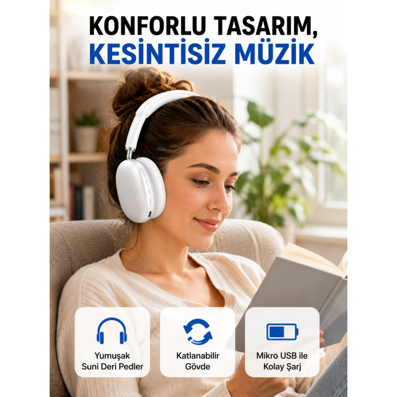 Katlanabilir Bluetooth V5.0 Kablosuz Kulaklık | 400 Mah, Gürültü Azaltma Yeni Nesil Katlanabilir Bluetooth V5.0 Kablosuz Kulaklık | 400 Mah, Gürültü Azaltma Yeni Nesil