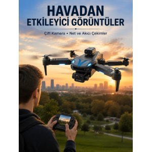 Katlanabilir Çift Kameralı Drone Uzaktan Kumandalı Hava Aracı