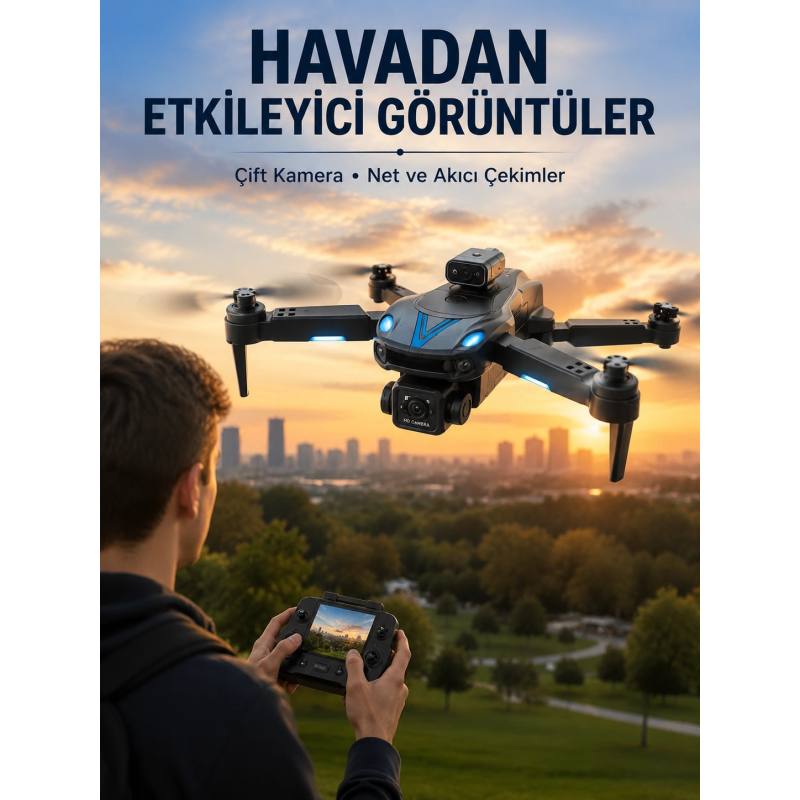 Katlanabilir Çift Kameralı Drone Uzaktan Kumandalı Hava Aracı Katlanabilir Çift Kameralı Drone Uzaktan Kumandalı Hava Aracı