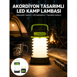 Katlanabilir Kamp Lambası Akordiyon Lamba Şarjlı 3 Kademeli Solar Yeni Nesil