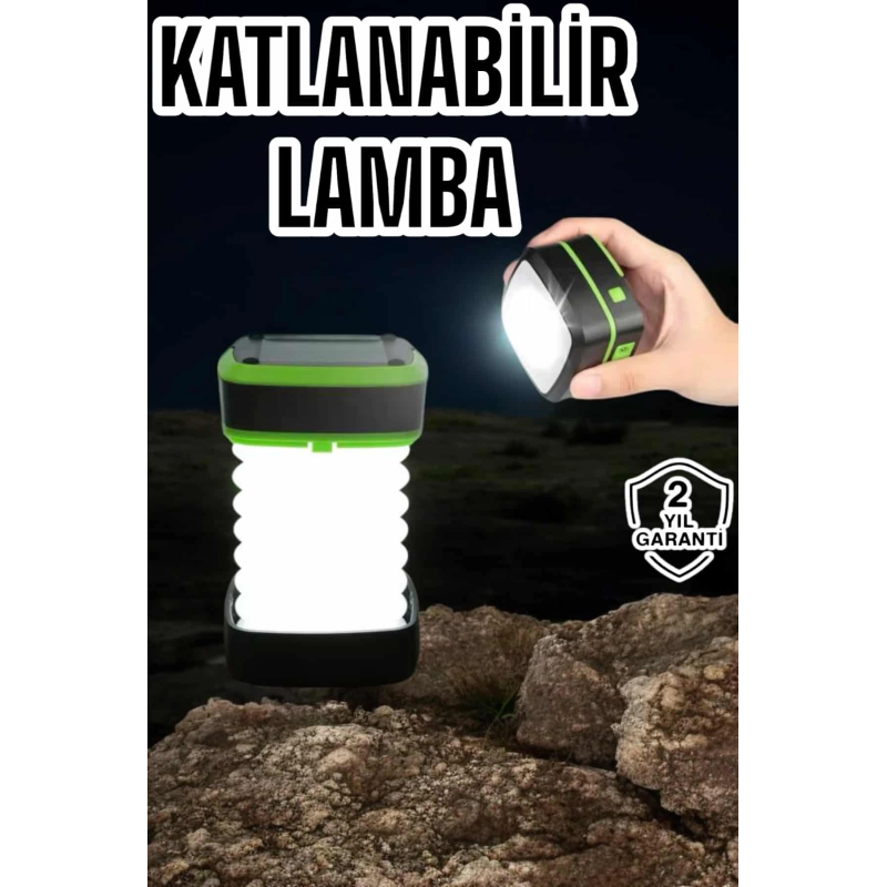 Katlanabilir Kamp Lambası Solar Fener Görünümlü 3 Kademeli Şarjlı Katlanabilir Kamp Lambası Solar Fener Görünümlü 3 Kademeli Şarjlı