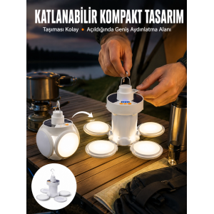 Katlanabilir Taşınabilir Kamp Lambası Işıldak Beyaz Işık Güneş Enerjili Solar Aydınlatma Yeni Nesil
