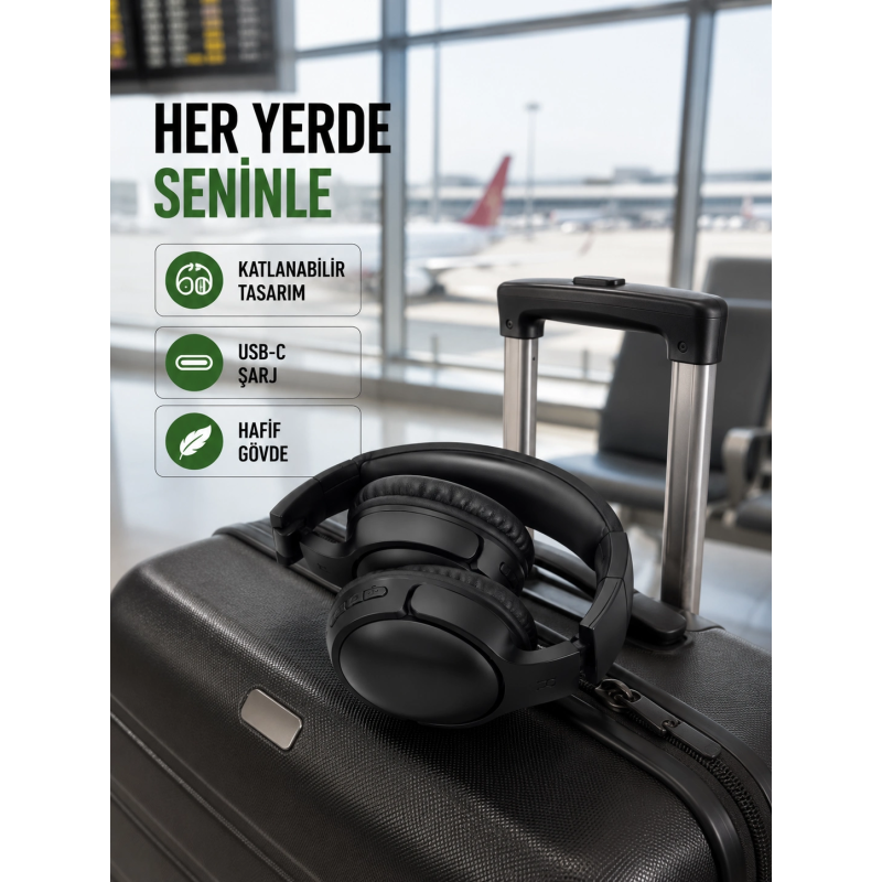 Katlanabilir Usb-c Şarjlı Bluetooth Kulaklık Katlanabilir Usb-c Şarjlı Bluetooth Kulaklık