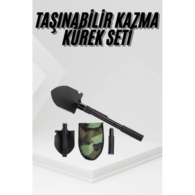 Katlanır Portatif Kazma Kürek Seti Portatif Çelik Taşıma Çantalı Pusulalı Katlanır Portatif Kazma Kürek Seti Portatif Çelik Taşıma Çantalı Pusulalı
