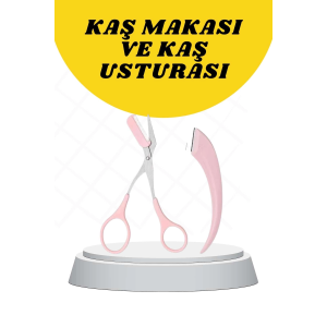 Kavisli Kaş Düzeltici Seti Kaş Makası Ve Kaş Usturası Paslanmaz Çelik Bıçaklı