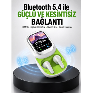 Kayar Kapaklı Şarj Kutusu Ve Dokunmatik Ekranlı Bluetooth Stereo Kulaklık