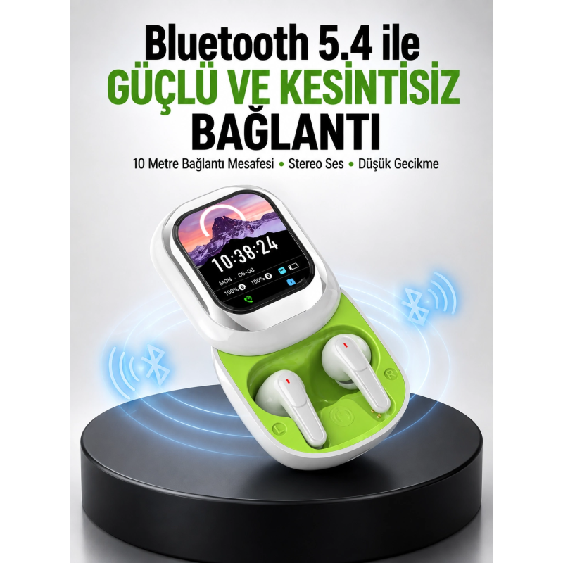 Kayar Kapaklı Şarj Kutusu Ve Dokunmatik Ekranlı Bluetooth Stereo Kulaklık Kayar Kapaklı Şarj Kutusu Ve Dokunmatik Ekranlı Bluetooth Stereo Kulaklık