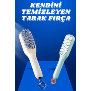 Kendi Kendini Temizleyen Otomatik Tuşlu Saç Tarağı Dolaşık Açıcı Masaj Fırçası Silikon Fırça