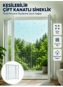 Kesilebilir Çift Kanatlı Pencere Sinekliği Dayanıklı File