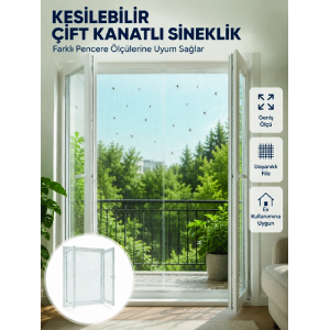 Kesilebilir Çift Kanatlı Pencere Sinekliği Dayanıklı File