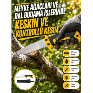 Kılıflı Budama Bahçe Testeresi 270 Mm Düz Bıçaklı