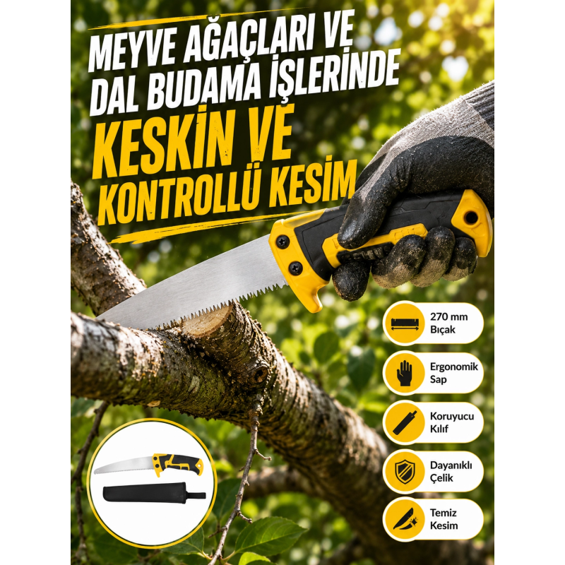 Kılıflı Budama Bahçe Testeresi 270 Mm Düz Bıçaklı Kılıflı Budama Bahçe Testeresi 270 Mm Düz Bıçaklı