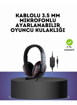 Kırmızı  Headset Mikrofonlu Sağlam Kablolu Konforlu