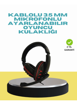 Kırmızı Işıklı Oyun Kulaklığı Kablolu Mikrofonlu Profesyonel