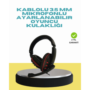 Kırmızı Işıklı Oyun Kulaklığı Kablolu Mikrofonlu Profesyonel