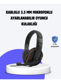 Kırmızı Kulaklık Mikrofonlu Ayarlanabilir Konforlu Tasarımlı