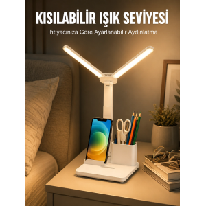 Kısılabilir Led Masa Lambası – Kalemlik, Telefon Standı Ve Okuma Işığı Bir Arada Yeni Nesil