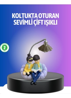 Kitap Okuyan Çift Figürlü Gece Lambası Romantik Dekoratif Masa Lambası